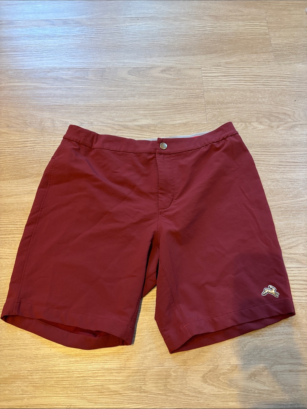 Tracksmith Men's L Elliot Shorts 8” Stretch Athletic Burgundy New England Run